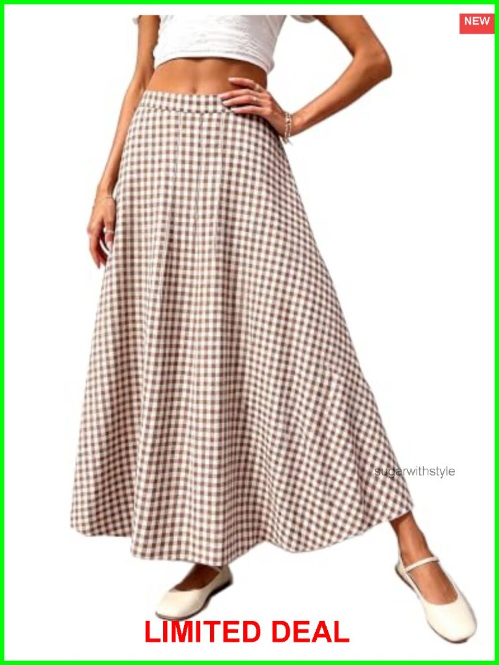 Plaid Maxi Skirt with Pockets High Waisted Flowy A Line Long Skirt